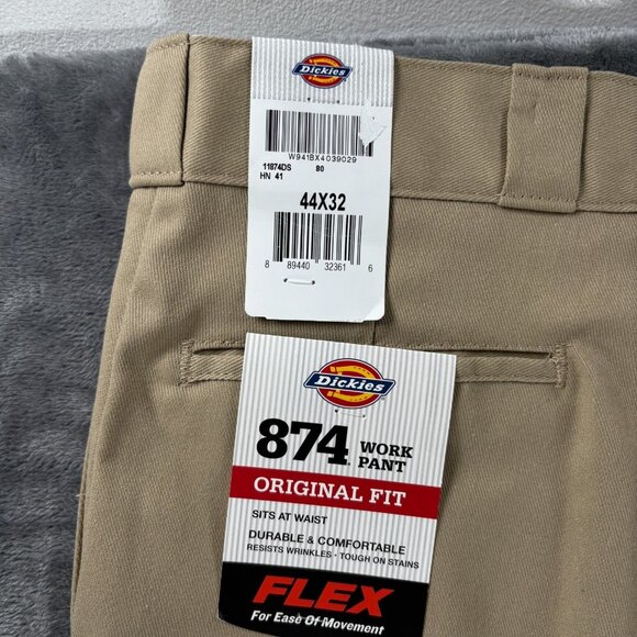 Dickies 874 Flex Work Pants 44x32 Original Fit Khaki NWT Durable Stain Resistant - Picture 4 of 12